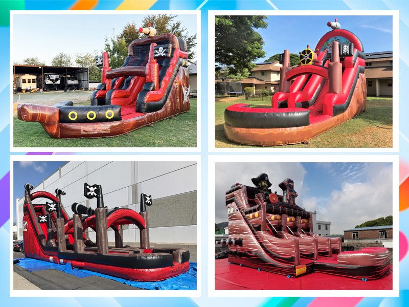 giant inflatable pirate ship water slide